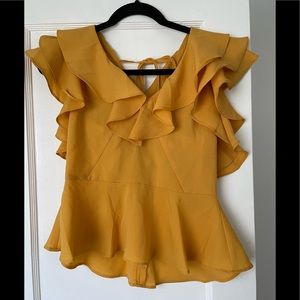 Peplum Ruffle Sleeve Top